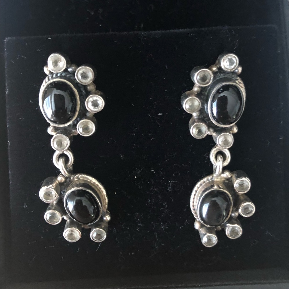 Black and Silver Drop Earrings